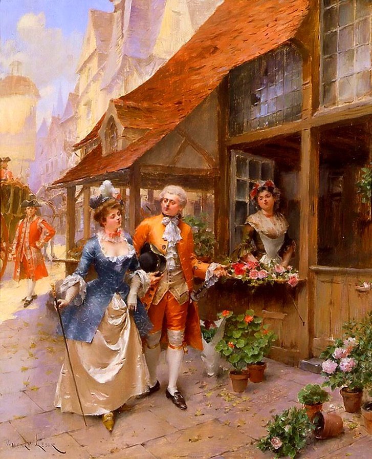 на мостовой - дамы, господа, улица - оригинал