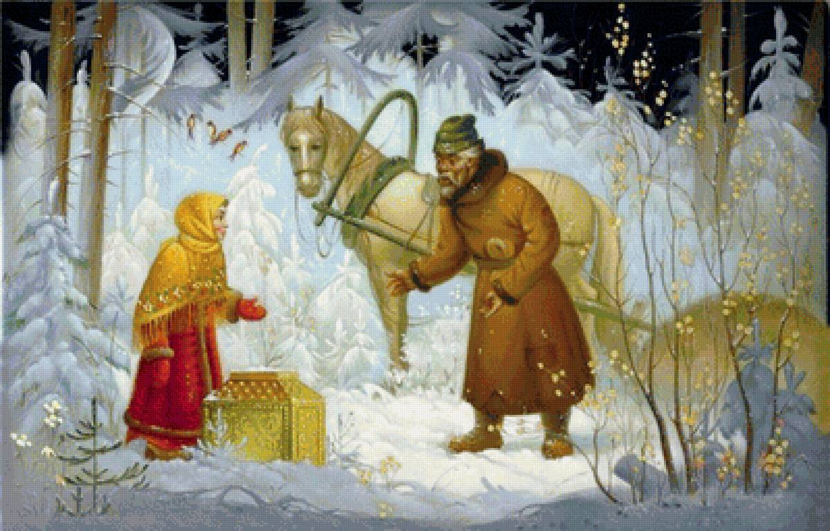 В гостях у сказки... - федоскинская роспись, зима - предпросмотр