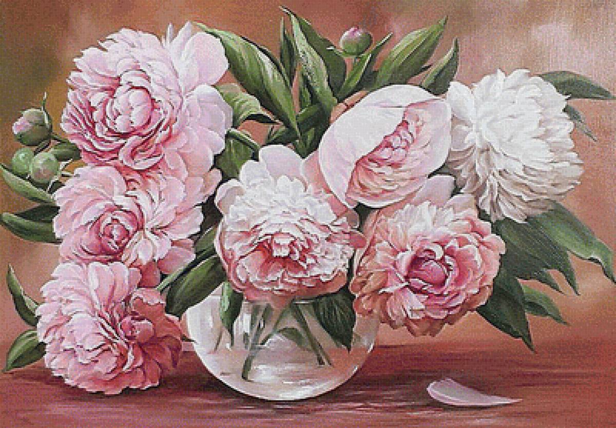 Пионы - живопись, цветы, пионы, картина. - предпросмотр