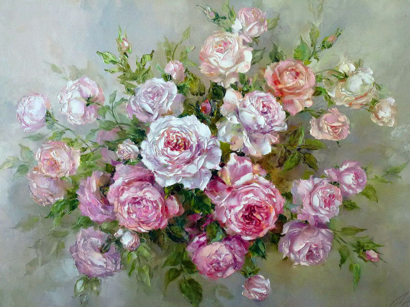 Розы - картина, живопись, оксана кравченко, цветы, розы - оригинал