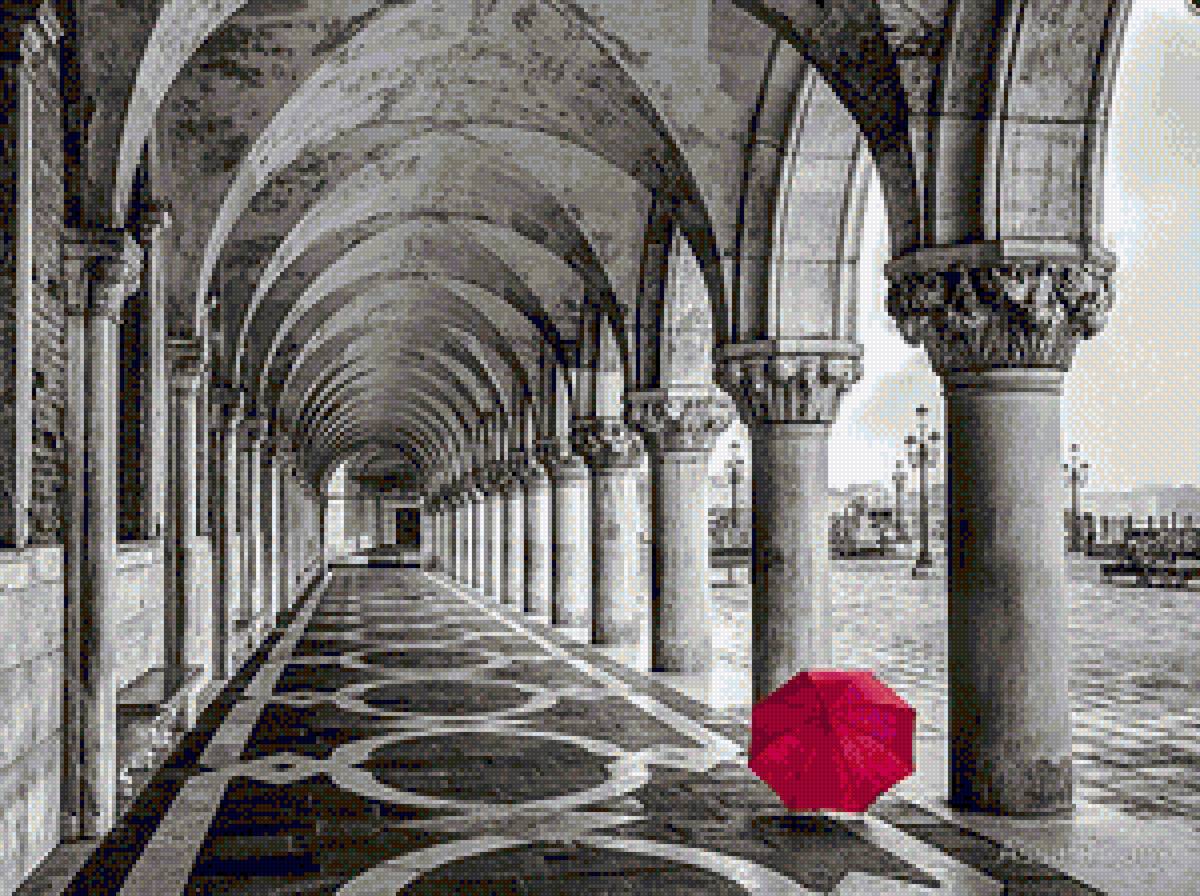 Серия Монохром+алый - монохром, зонт - предпросмотр