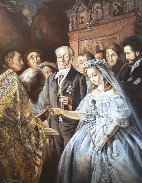 Неравный брак - священник, невеста, неравный брак, художник - оригинал