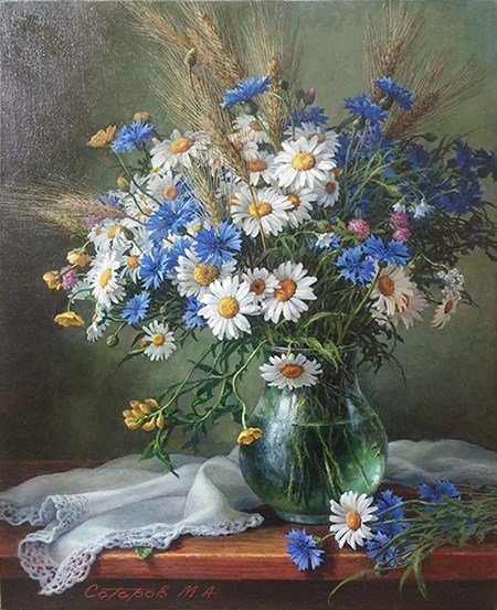 полевые цветы - ваза, полевые цветы, цветы, ромашки - оригинал