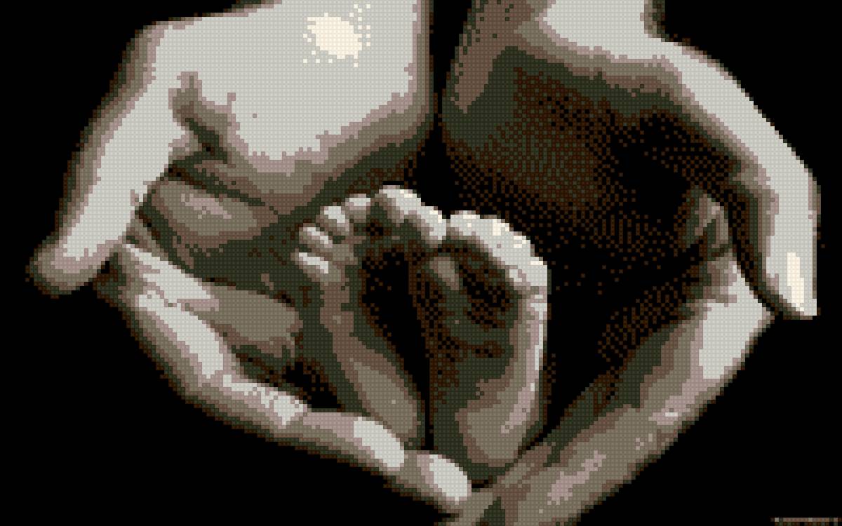 Ножки младенца в ладонях - ножки, ладони, младенец - предпросмотр