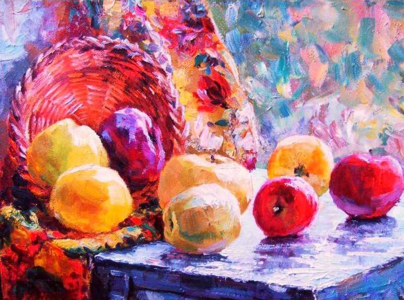 Яблоки - натюрморт, корзина, яблоки - оригинал