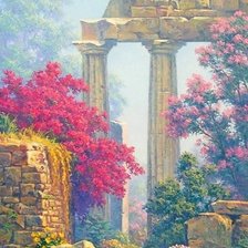 Руины дворца в цветах