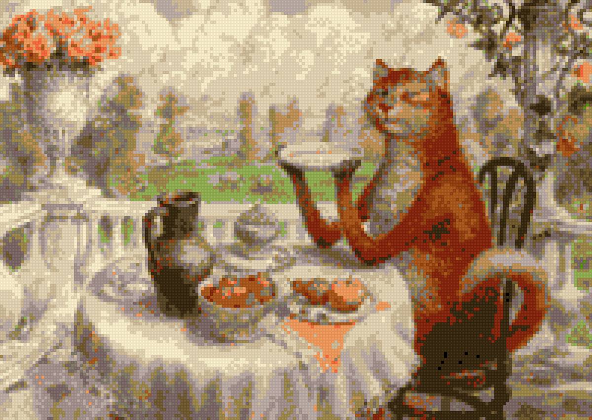 Кот с чаем - предпросмотр