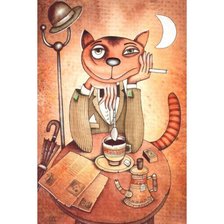 Схема вышивки «Уставший кот»