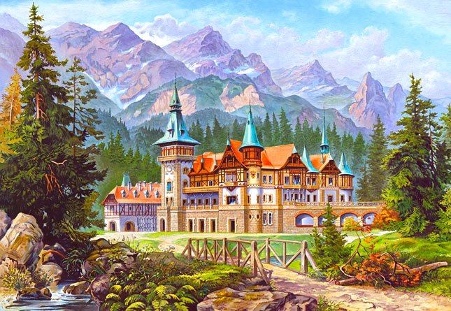 замок в горах - природа, пейзаж, картина - оригинал
