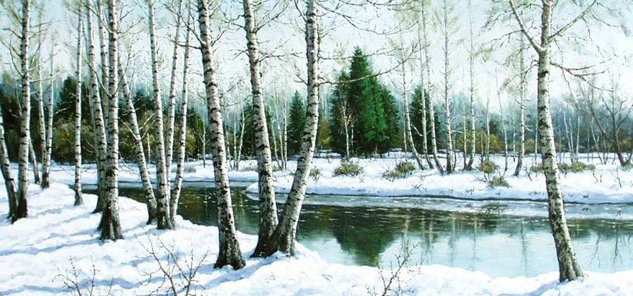 Худ. Сергей Хананин - природа, пейзаж, снег - оригинал