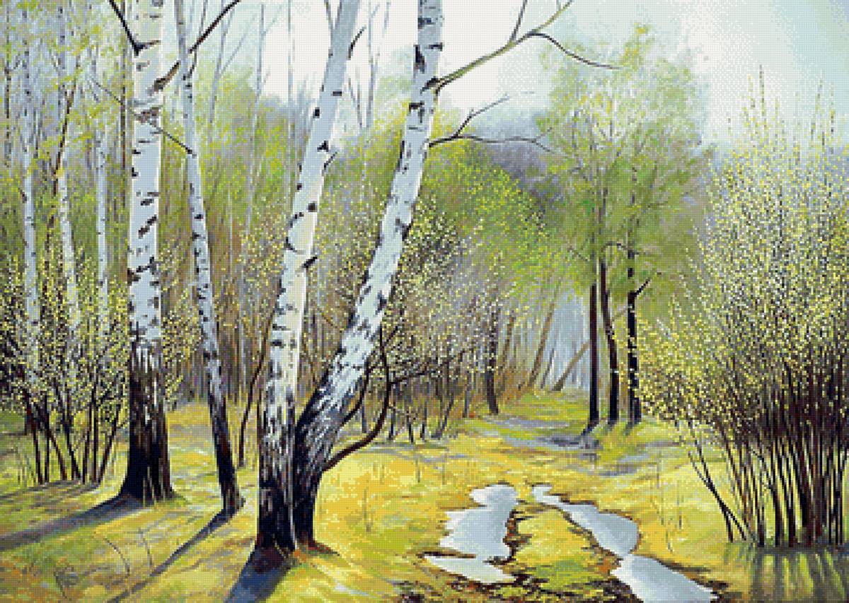 Весна в березовой роще - весна, пейзаж, природа - предпросмотр