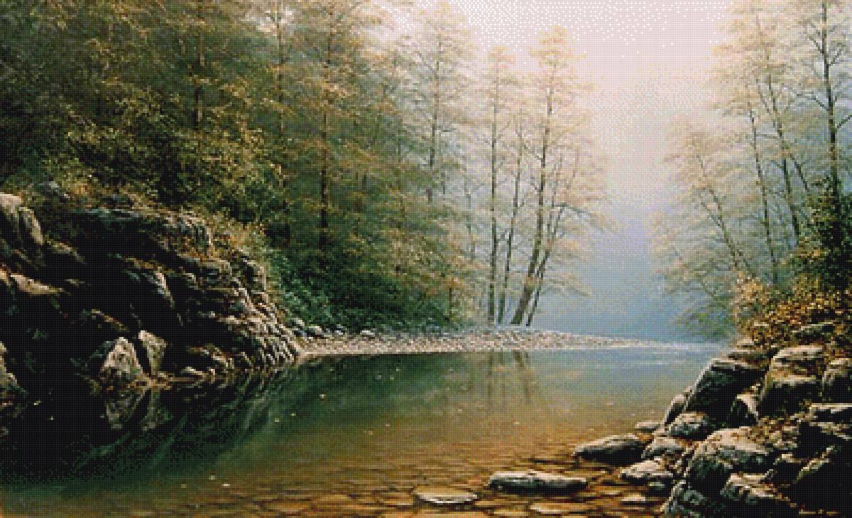 Горная река - камни, вода, лес - предпросмотр