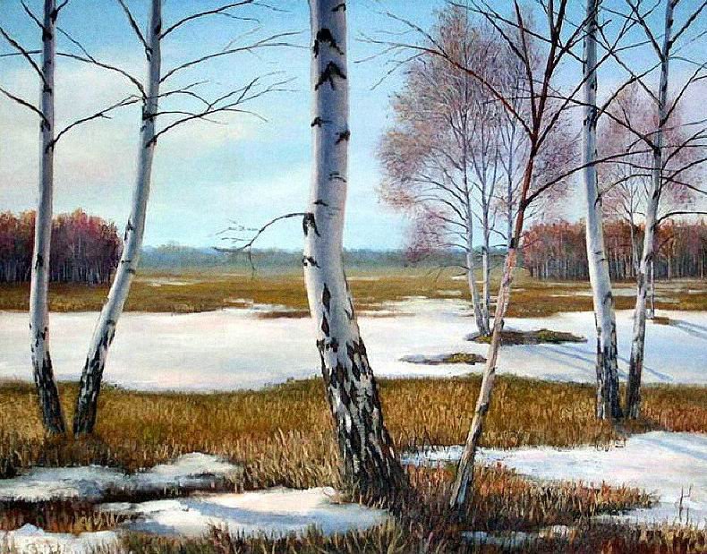 Весна в лесу - снег, пейзаж, природа - оригинал