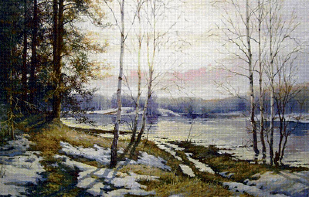 Худ. Булыгин И.Н. - вода, снег, природа, весна, пейзаж - предпросмотр