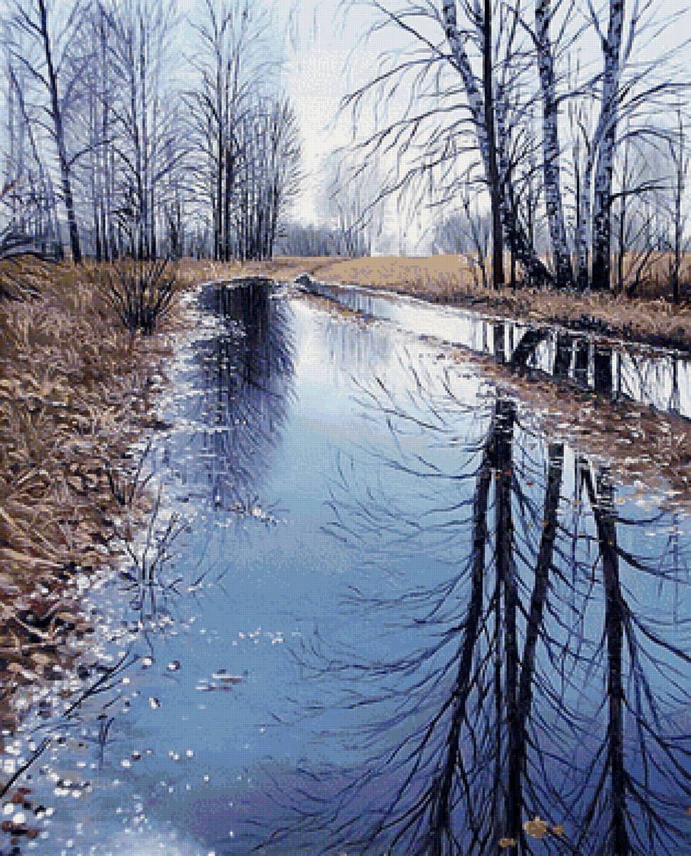 Худ. Репин Дм. Отражение весны - весна, пейзаж, природа - предпросмотр