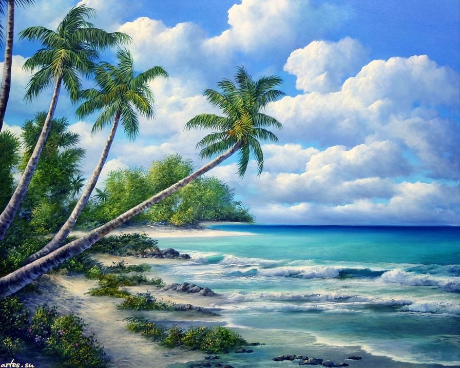 тропический остров - остров, вода, море, природа - оригинал