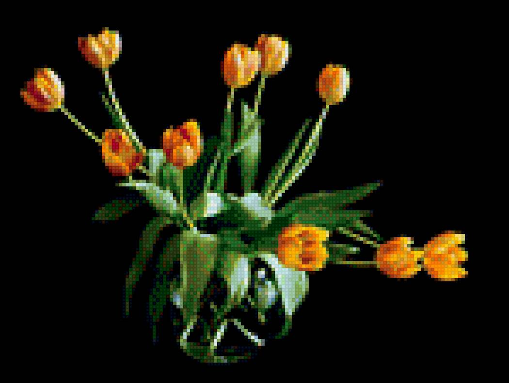 тюльпаны на черном фоне - тюльпаны, цветы - предпросмотр