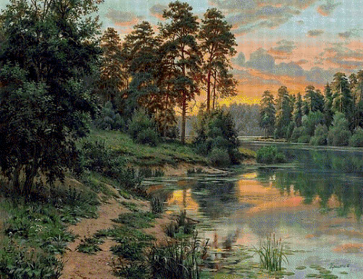 летний вечер - пейзаж, река - предпросмотр