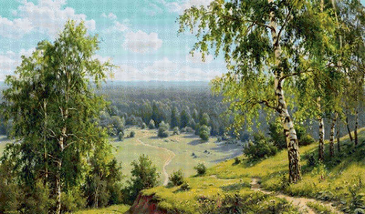 березовая долина - даль, березы, пейзаж - предпросмотр