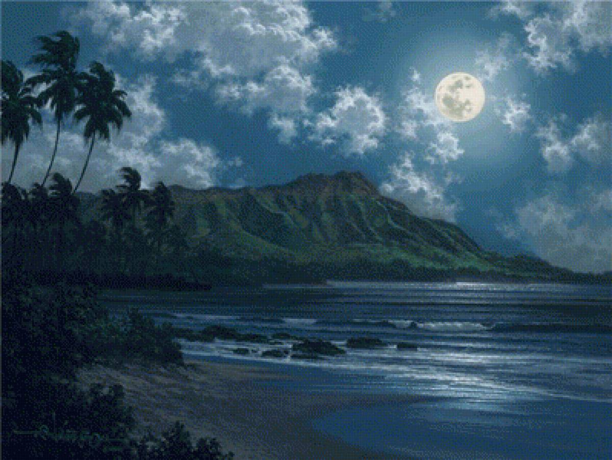 полнолуние - море, природа, ночь, луна - предпросмотр