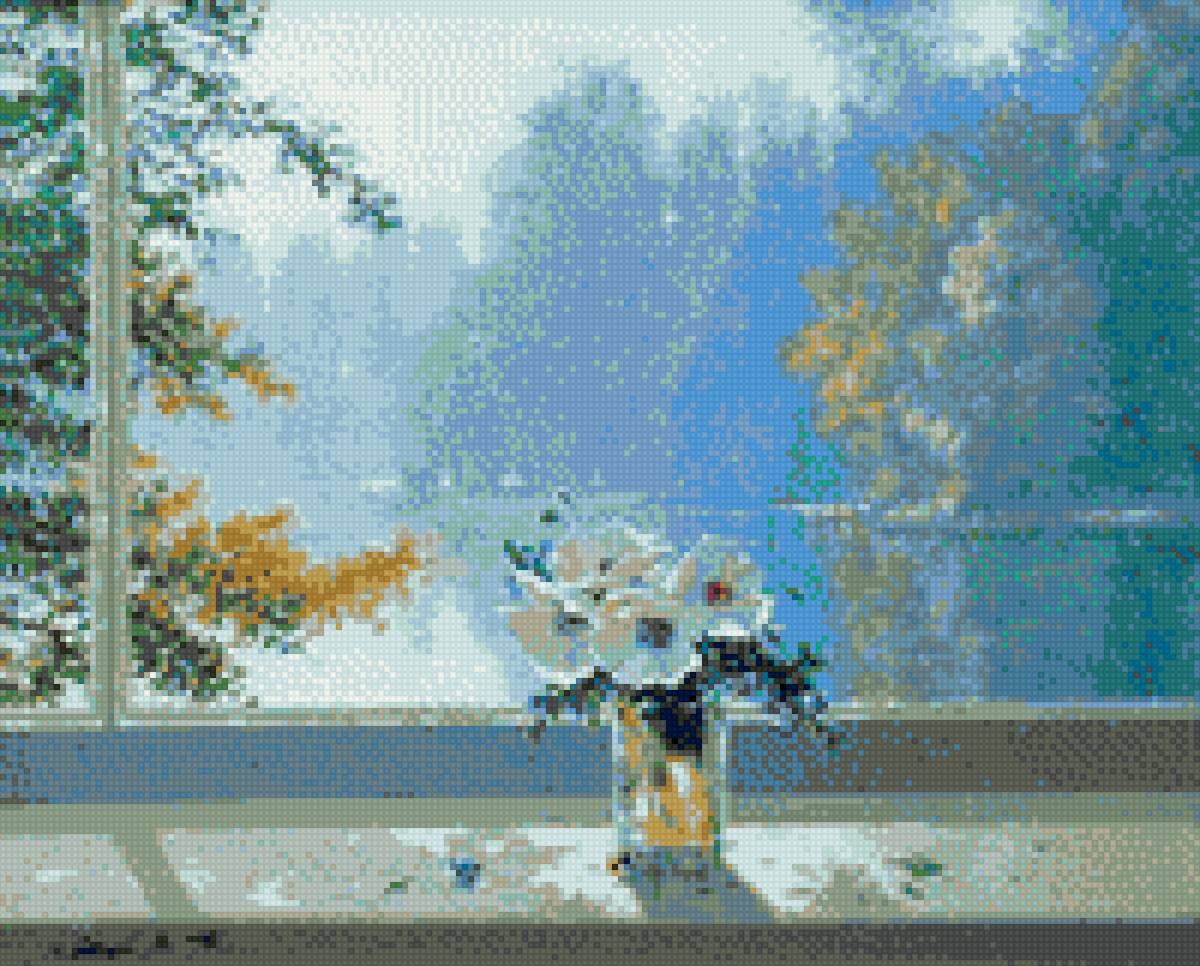 окно с видом на озеро - цветы, окно - предпросмотр