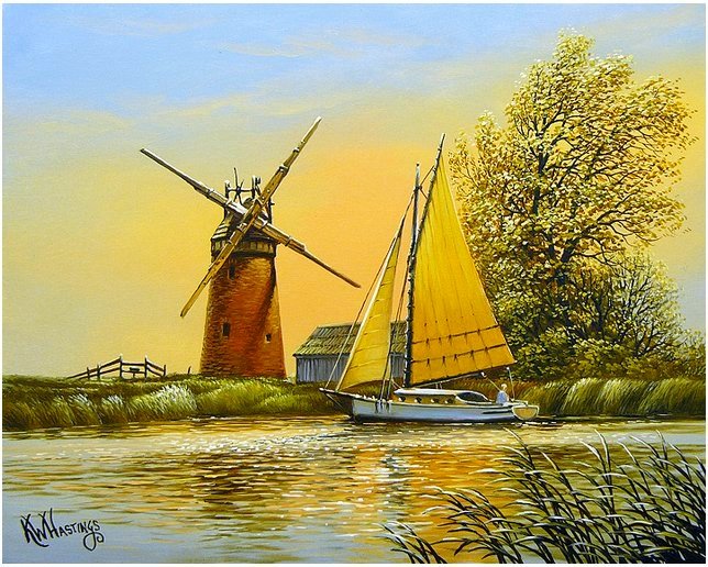 под парусом - природа, лето, живопись, пейзаж - оригинал