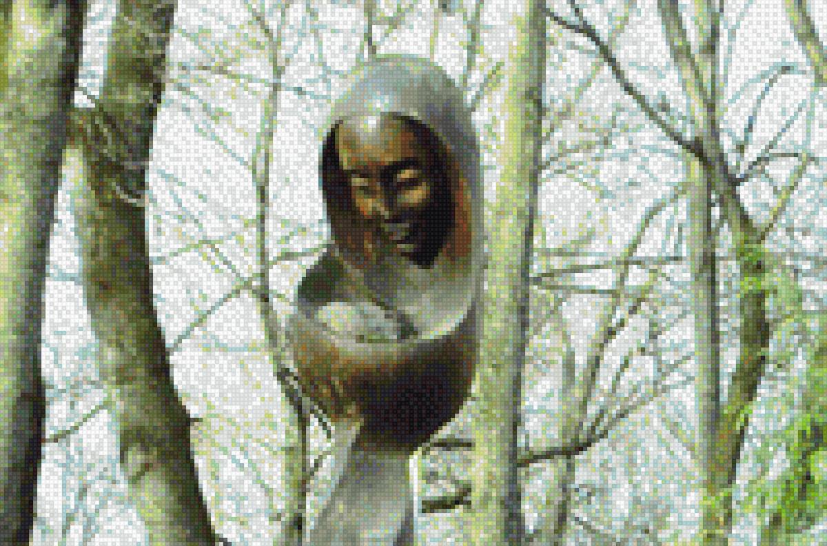 Рождение - скульптура, дерево, парк, природа - предпросмотр