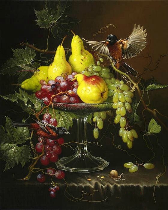 натюрморт с виноградом - фрукты, ягоды, натюрморт, виноград - оригинал