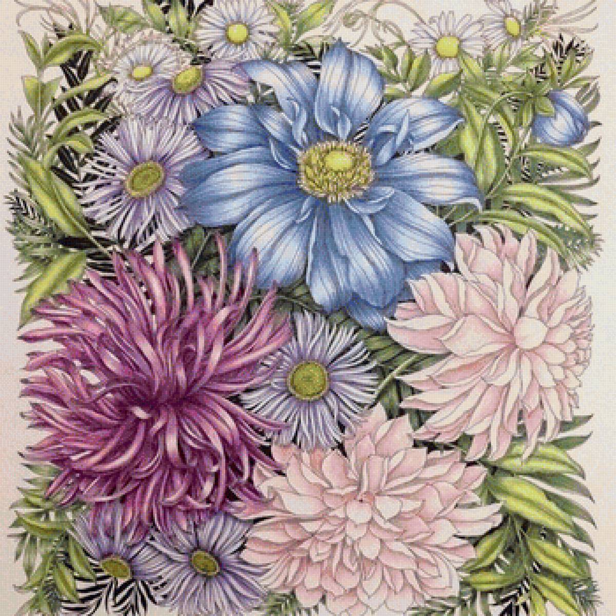 Вариант для подушки - цветы, подушка - предпросмотр