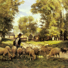 Схема вышивки «Пастух и овцы»