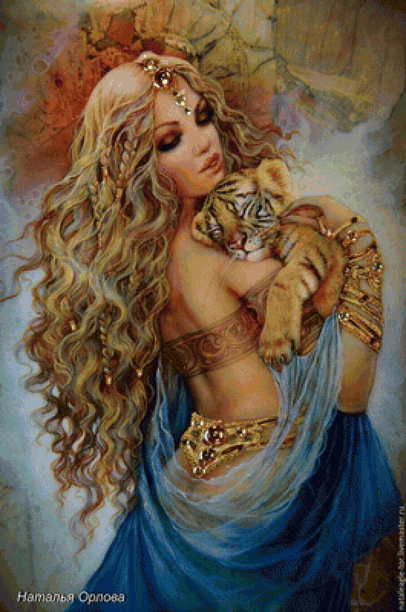 Девушка с тигренком - животные, тигренок, люди, девушка - предпросмотр