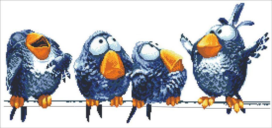 на проводе - птички - оригинал