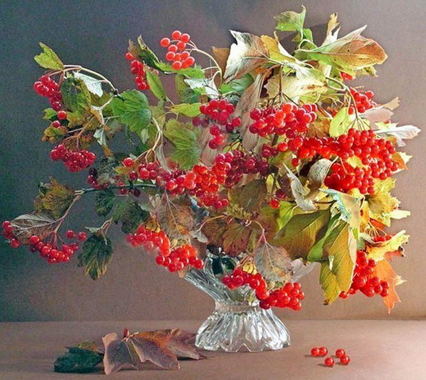 Калина в вазе - ваза, букет, калина, ягода - оригинал