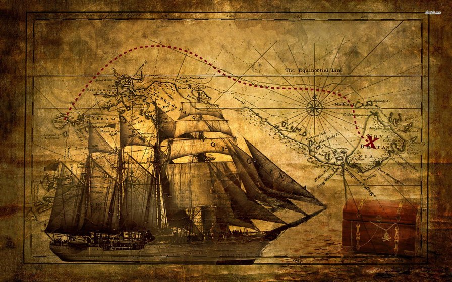 корабль - карта, корабль, пираты - оригинал
