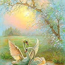 Схема вышивки «лебеди»