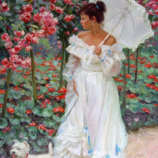 Схема вышивки «Девушка в саду»