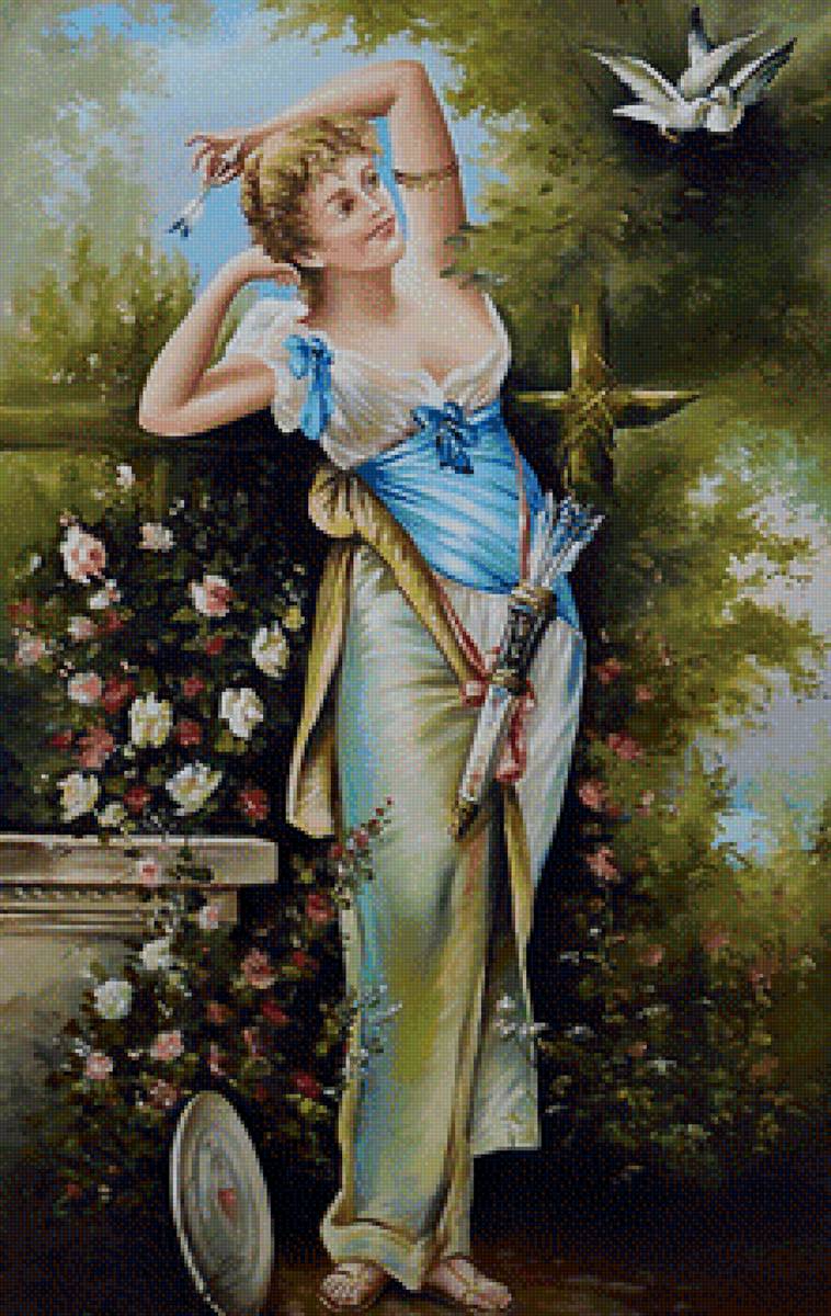 Девушка в саду - природа, люди, картина, девушка., живопись - предпросмотр