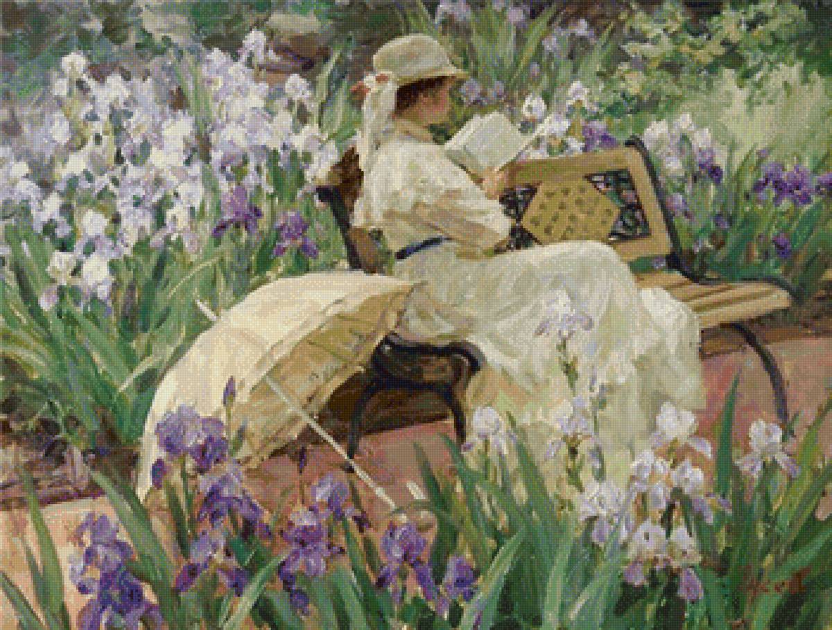 Девушка в саду - люди, природа, картина, девушка., живопись - предпросмотр