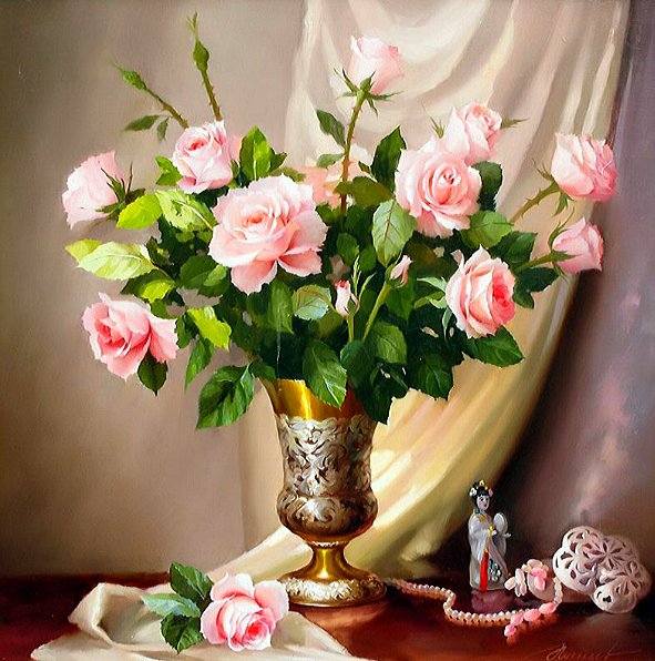 Розы - натюрморт, розы, цветы - оригинал