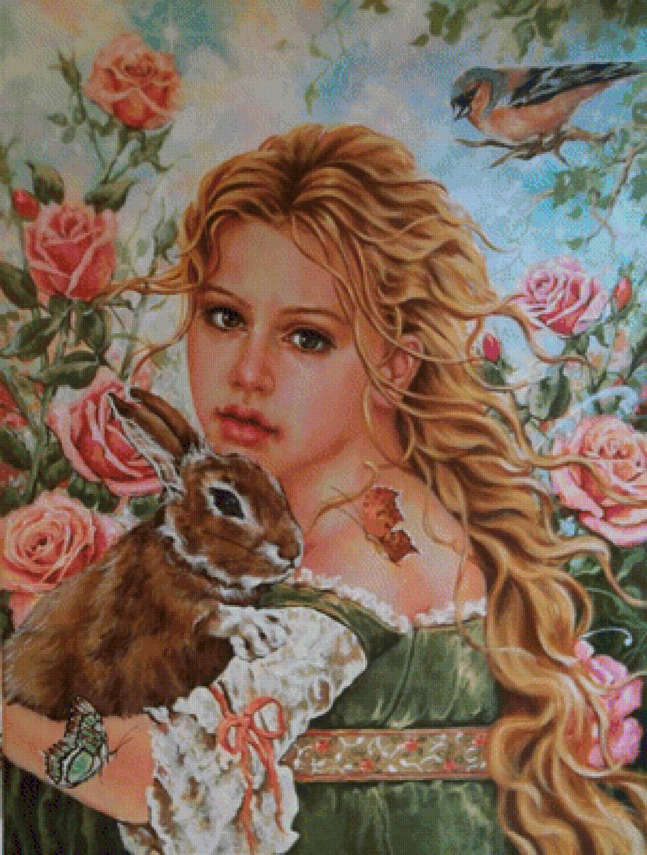 Девочка,утопающая в цветах - предпросмотр