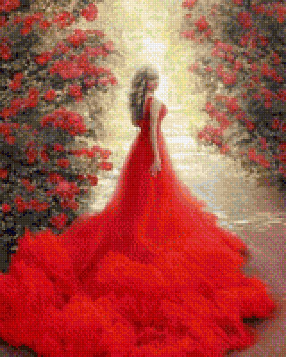 лес - тропинка, лес, девушка в платье - предпросмотр