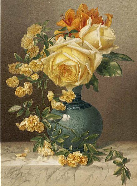 Натюрморт с розами - цветы, натюрморт, розы - оригинал