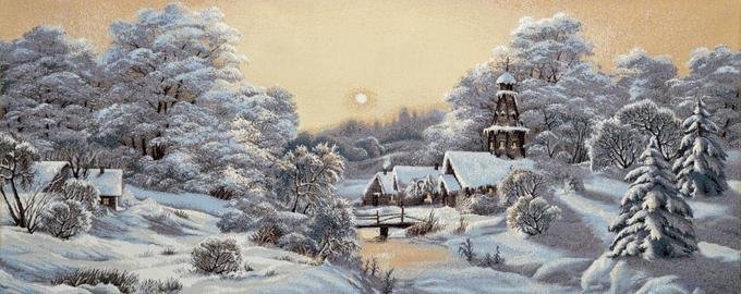 Русская зима - природа, живопись, зима, картина - оригинал