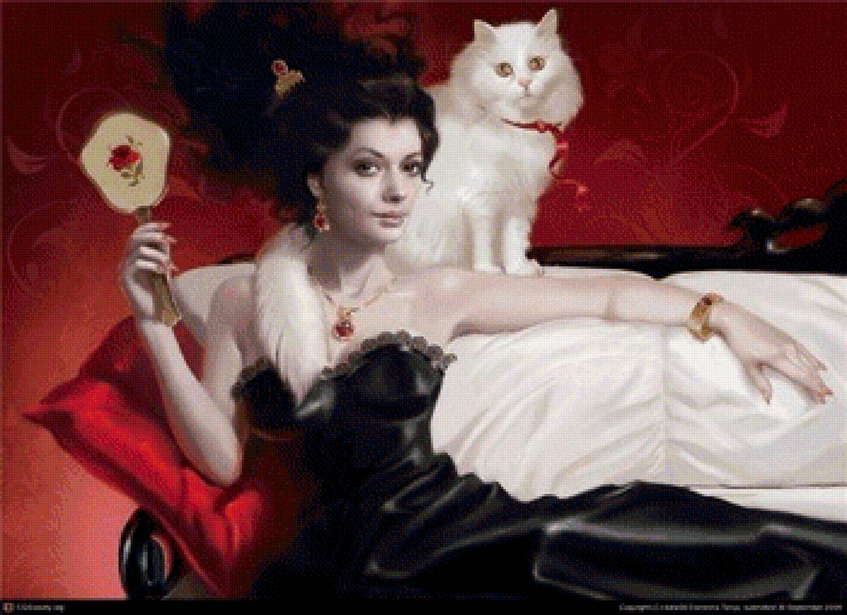 Девушка с котом - люди, животные, кошки, девушка. - предпросмотр