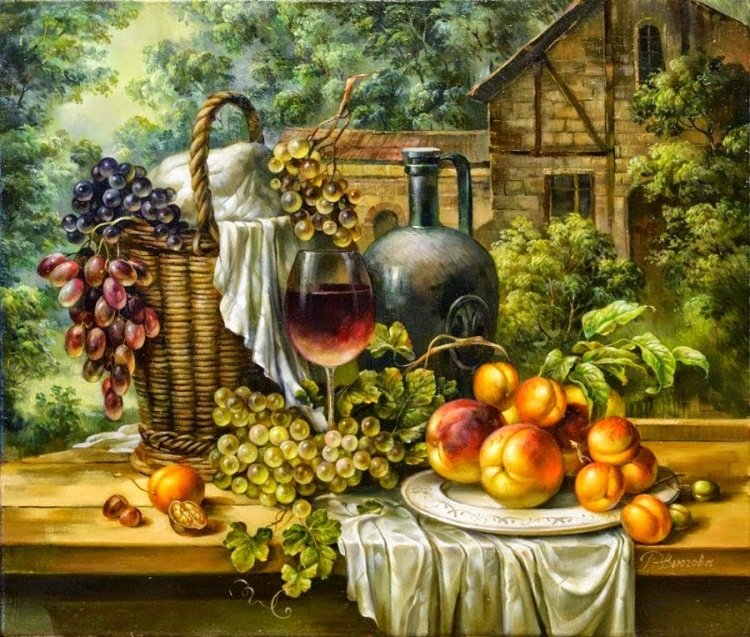 натюрморт с виноградом - фрукты, виноград, ягоды, натюрморт - оригинал