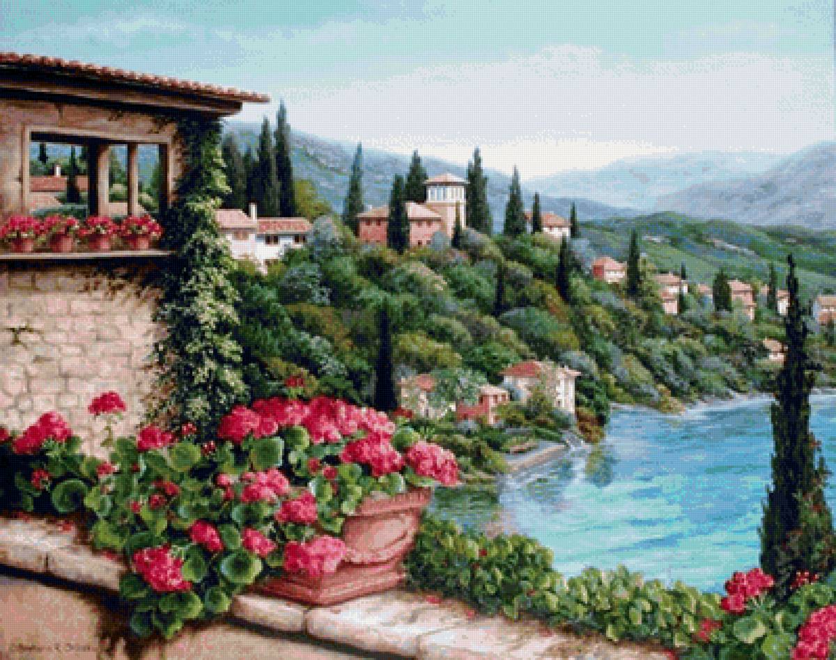 приморская красота - природа, пейзаж, красота, лето, деревья, цветы - предпросмотр