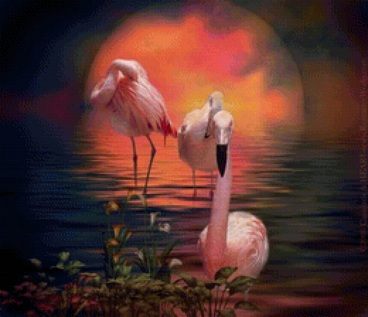фламинго - животные, картина - предпросмотр