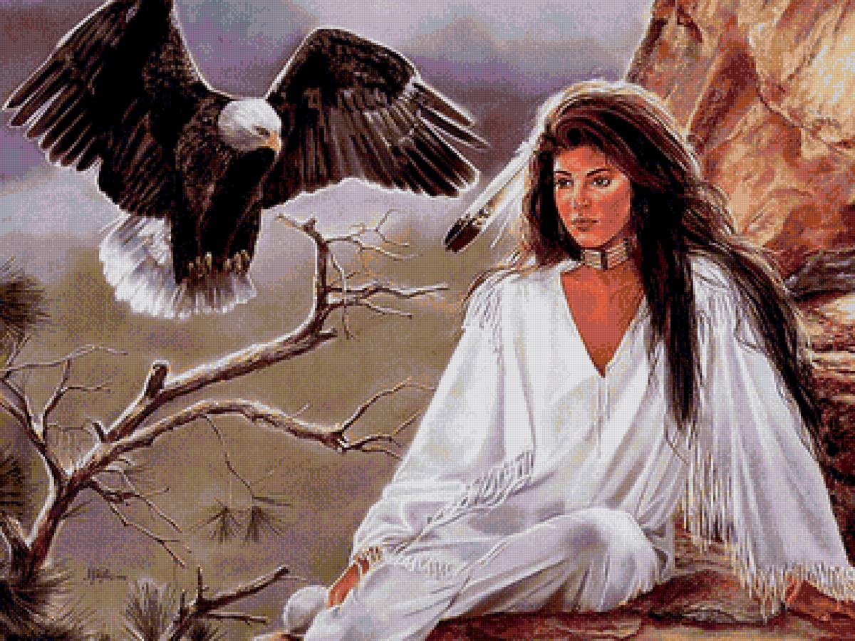 индейцы6 - индейцы, девушка, орел - предпросмотр