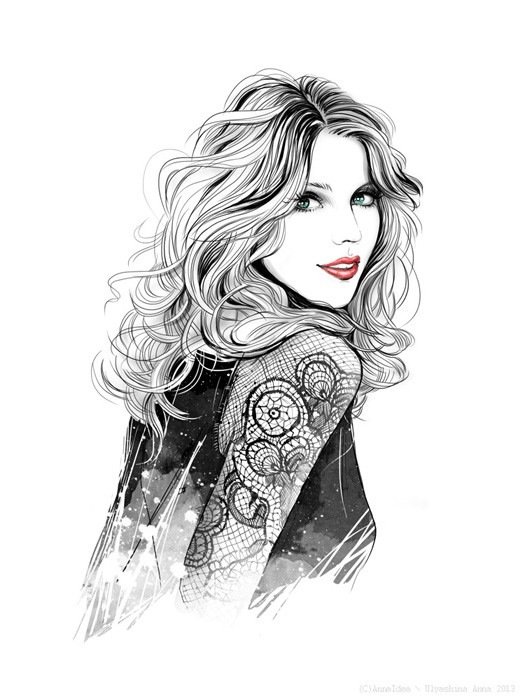 Красотка - красотка, акварель, девушка - оригинал