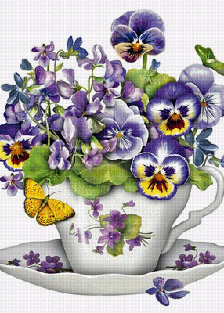 анютки - анютки, букет, цветы - предпросмотр